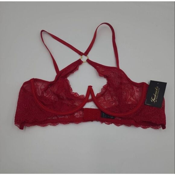 Frederick’s of Hollywood Red Floral Lace Bra Set Lover L/XL - Picture 6 of 12